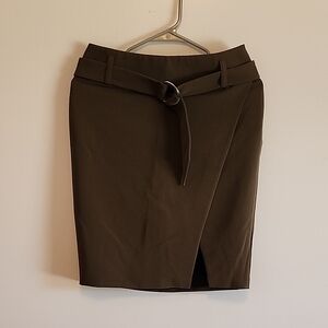 Express Olive Color Pencil Skirt with Belt
